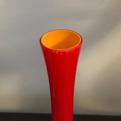 Vintage Carlo Moretti Red Orange Vase