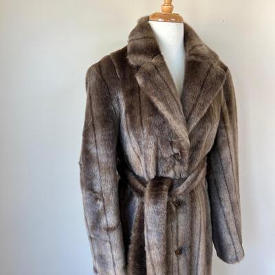 MODA International Fuax Fur Full Length Coat Sz. M