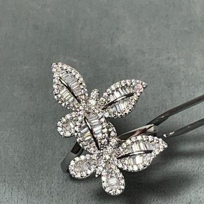 Sterling Silver and CZ Butterflies Ring 9