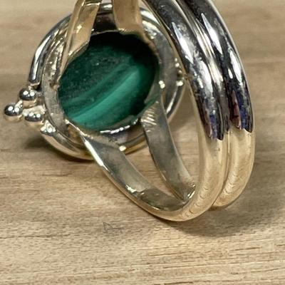 Green Malachite Sterling Ring 8