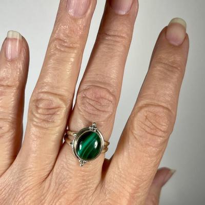 Green Malachite Sterling Ring 8