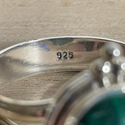 Green Malachite Sterling Ring 8