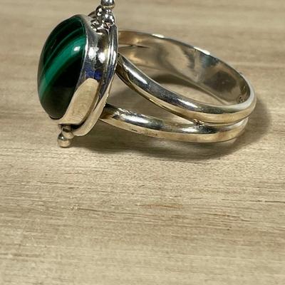 Green Malachite Sterling Ring 8