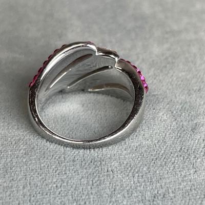 Pink and Fuscia stones Sterling Ring 7