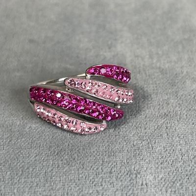 Pink and Fuscia stones Sterling Ring 7