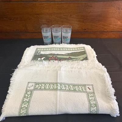 Collectors Glasses from The Kentucky Derby, Linen Placemats & Napkins