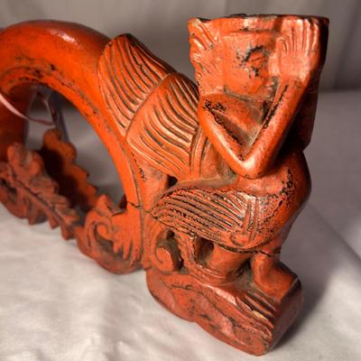 Intricately Carved Wooden Burma Grain Scoop (LR-RG)