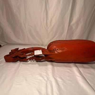 Intricately Carved Wooden Burma Grain Scoop (LR-RG)