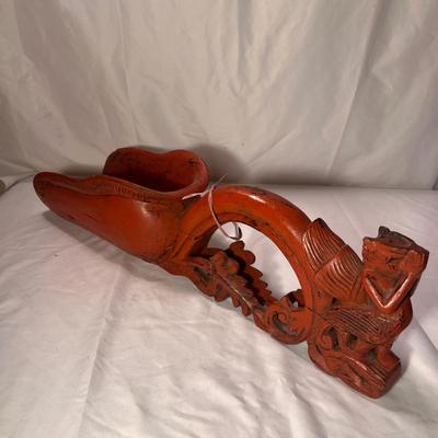 Intricately Carved Wooden Burma Grain Scoop (LR-RG)