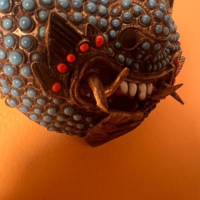 Mahakalah Nepalese Turquoise/Coral Stone Spiritual Mask (LR-RG)