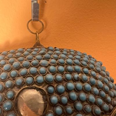 Mahakalah Nepalese Turquoise/Coral Stone Spiritual Mask (LR-RG)