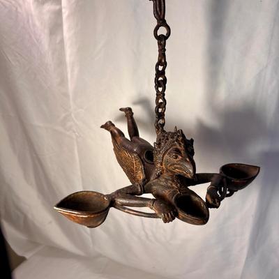 Cast Bronze Hanging Mythical Garuda Oil Lamp (LR-RG)
