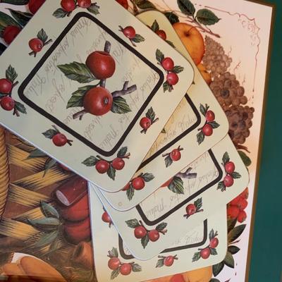 FOU SETS Clean Pimpernel Hard Cardboad Backed Place Mats + Coasters