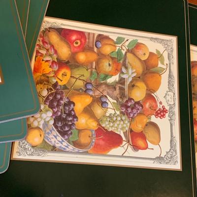 FOU SETS Clean Pimpernel Hard Cardboad Backed Place Mats + Coasters