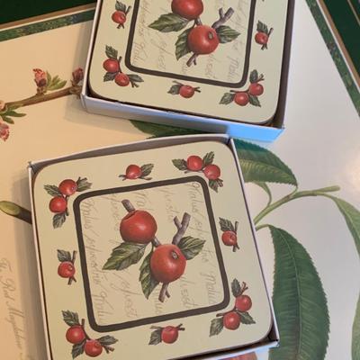 FOU SETS Clean Pimpernel Hard Cardboad Backed Place Mats + Coasters