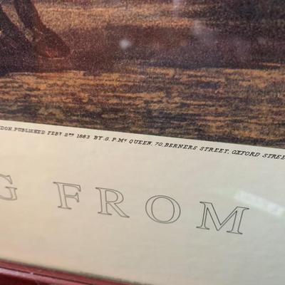 C.R. Stock Engraving Returning From The Hunt by W. Shaker Framed