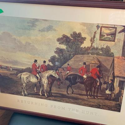 C.R. Stock Engraving Returning From The Hunt by W. Shaker Framed