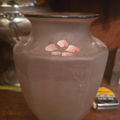 Pink frosted hocking glass