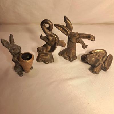 Four Vintage Molded Brass Figurines (DR-SD)