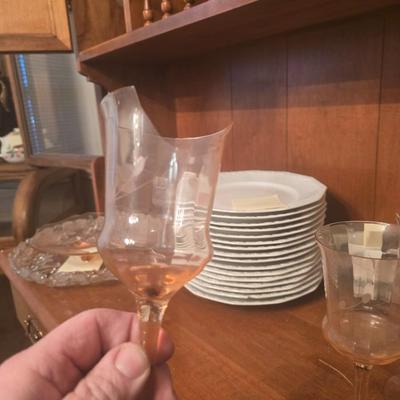 Pink depression glass set