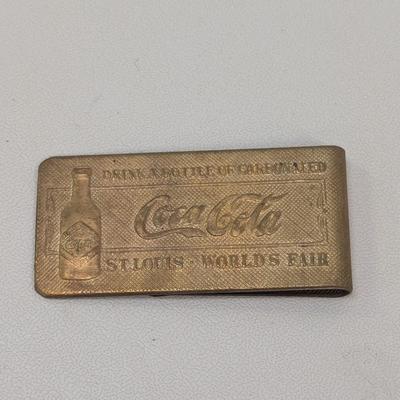 Solid Brass Coca Cola Money Clip St. Louis World's Fair