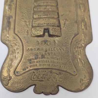 Antique Stamped Brass Coca-Cola 1901 Door Push Plate