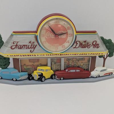 Burwood Products Made In USA 1980's Coca-Cola Family Drive-In Clock