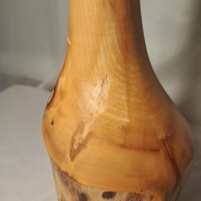 A Delicious Grouping of Wooden Fruit, Leaf Tray & Signed Vase (DR-SD)