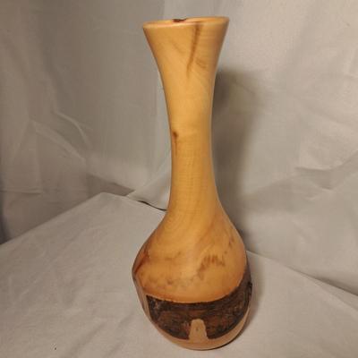 A Delicious Grouping of Wooden Fruit, Leaf Tray & Signed Vase (DR-SD)