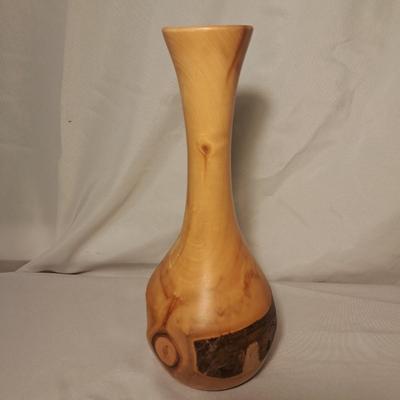 A Delicious Grouping of Wooden Fruit, Leaf Tray & Signed Vase (DR-SD)