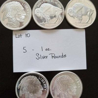 5. 1 troy ounce silver rounds