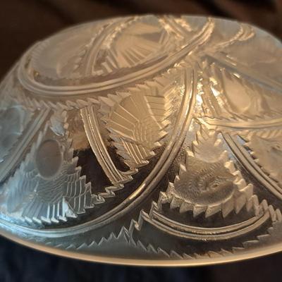Lalique Crystal Prisms Sparrow Bowl & Orrefors Crystal Fleur Bowl (DR-SD)