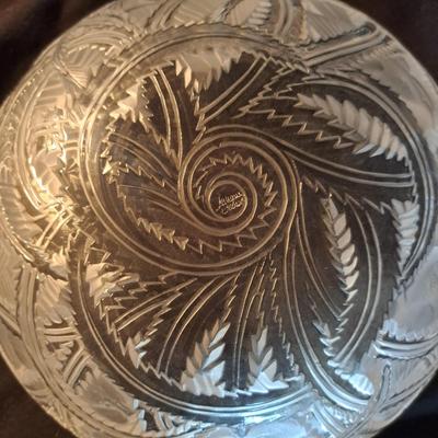 Lalique Crystal Prisms Sparrow Bowl & Orrefors Crystal Fleur Bowl (DR-SD)
