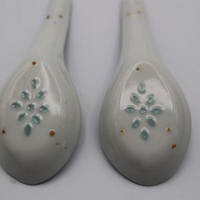 Set of Six Porcelain Soup Spoons