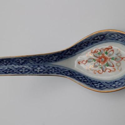 Set of Six Porcelain Soup Spoons
