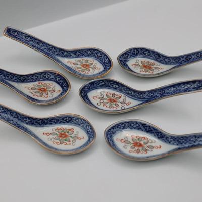 Set of Six Porcelain Soup Spoons
