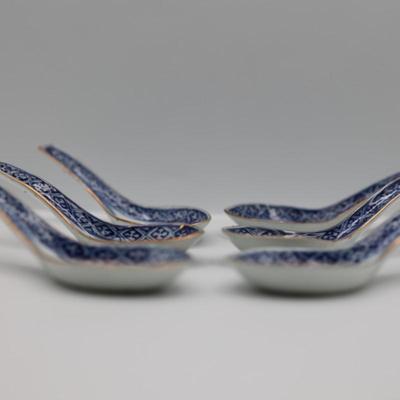 Set of Six Porcelain Soup Spoons