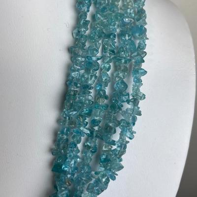 Blue Apatite Beaded Sterling Necklace