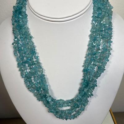 Blue Apatite Beaded Sterling Necklace