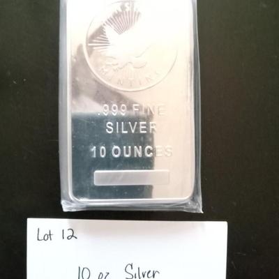 1. 10 ounce silver bar