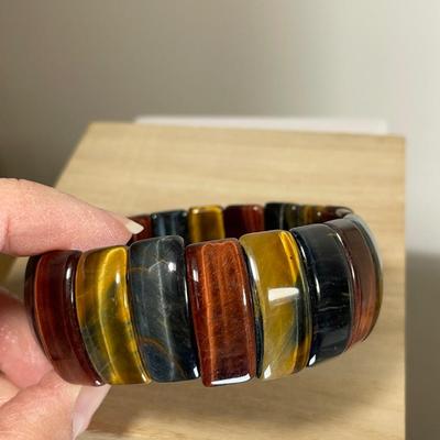Wide Tiger Eye Gemstone stretch Bracelet