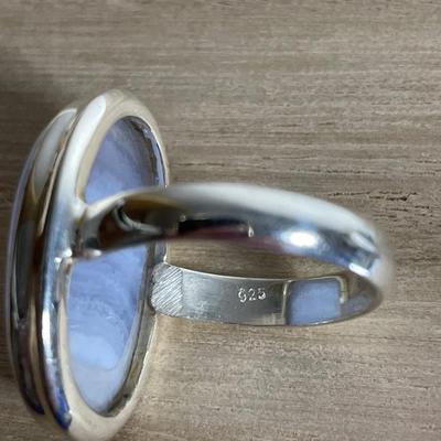 Blue Lace agate Sterling Ring 8