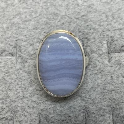 Blue Lace agate Sterling Ring 8