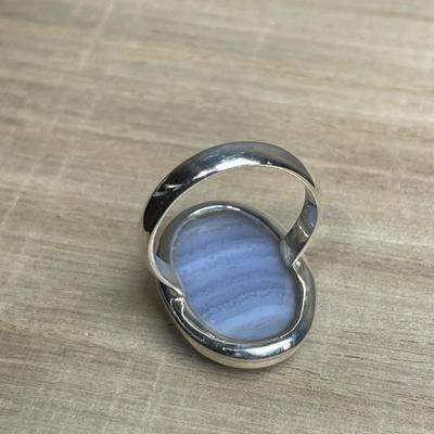 Blue Lace agate Sterling Ring 8