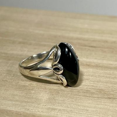 Black Onyx Sterling Silver Ring 8