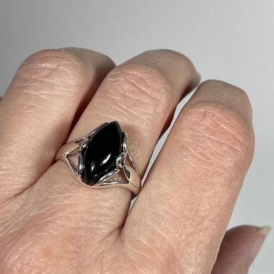 Black Onyx Sterling Silver Ring 8
