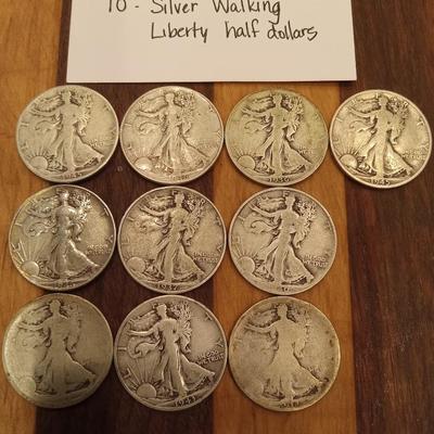 10 walking liberty half dollars
