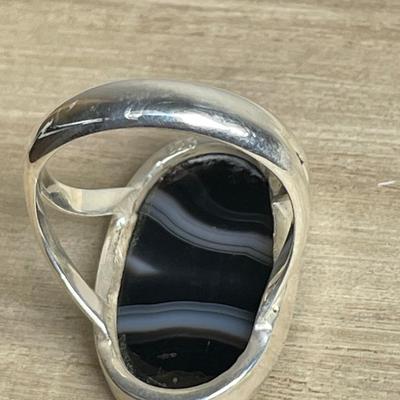 Banded Agate Sterling Silver Ring 7