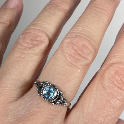 Blue Topaz Sterling Ring 8