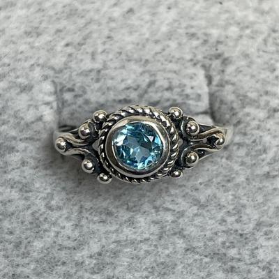 Blue Topaz Sterling Ring 8